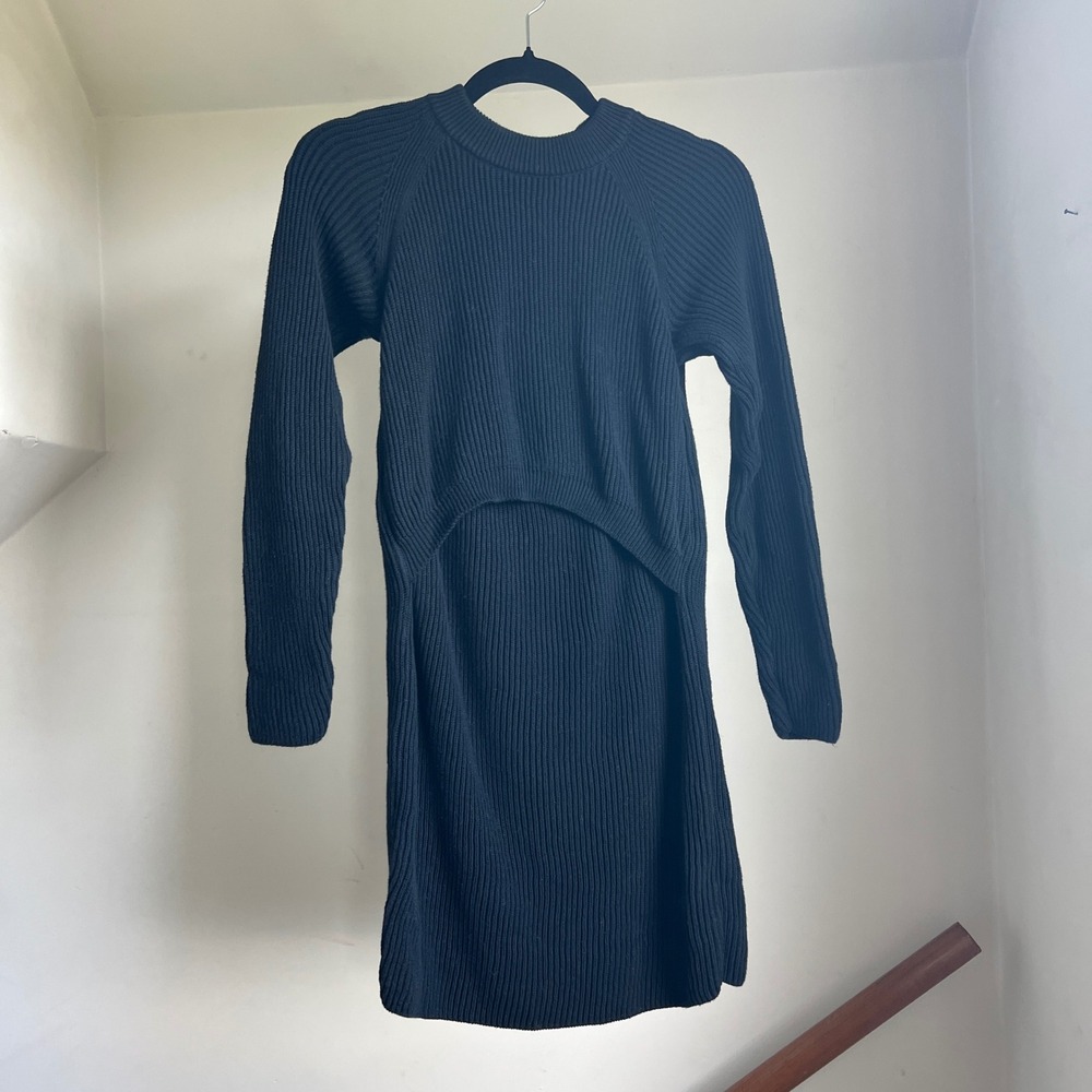 Boob Design Nursing Dress Small Black Organic Cotton Ribbed Maternity Functional
